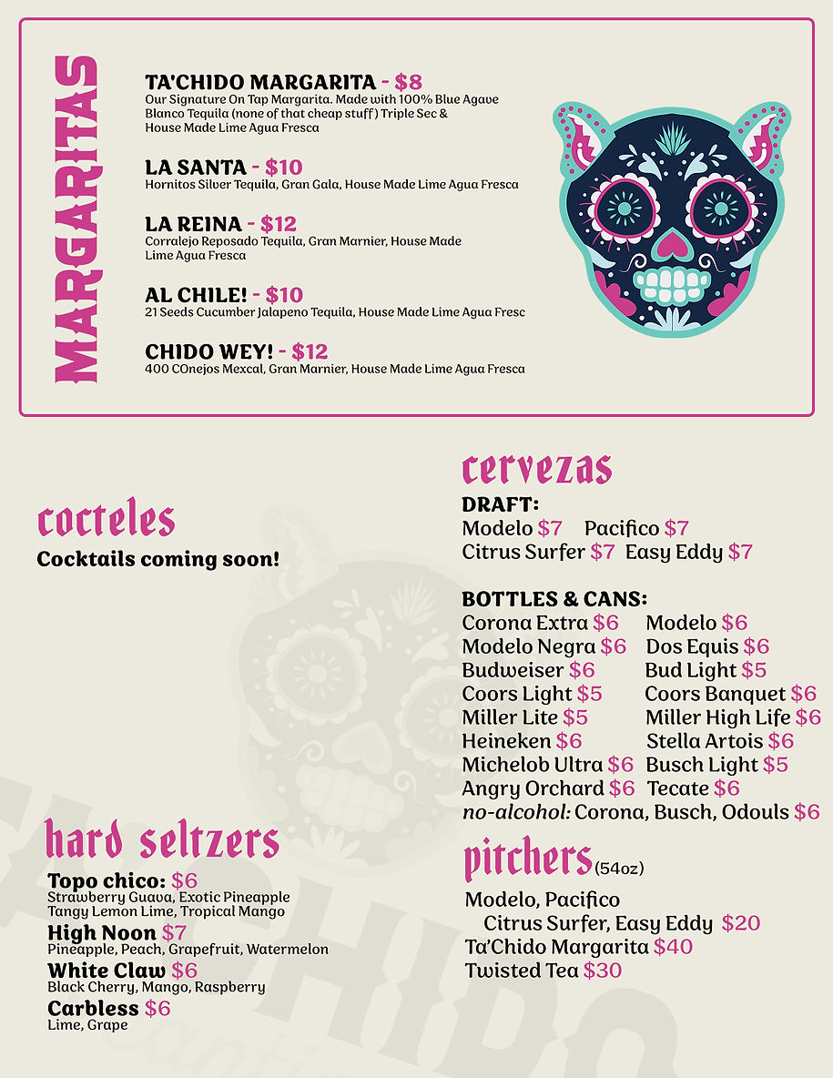Food & Drink Menu Ta'Chido Cantina Des Moines